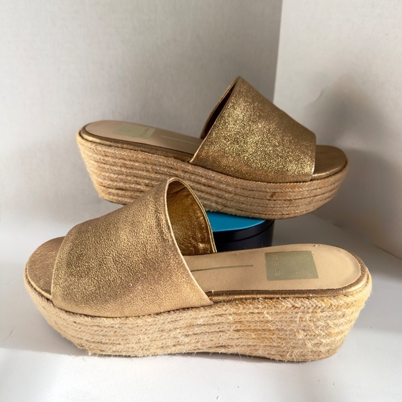 Dolce Vita Layla Espadrille Platform Wedge Sandals Gold Size 6.5 - Picture 2 of 6